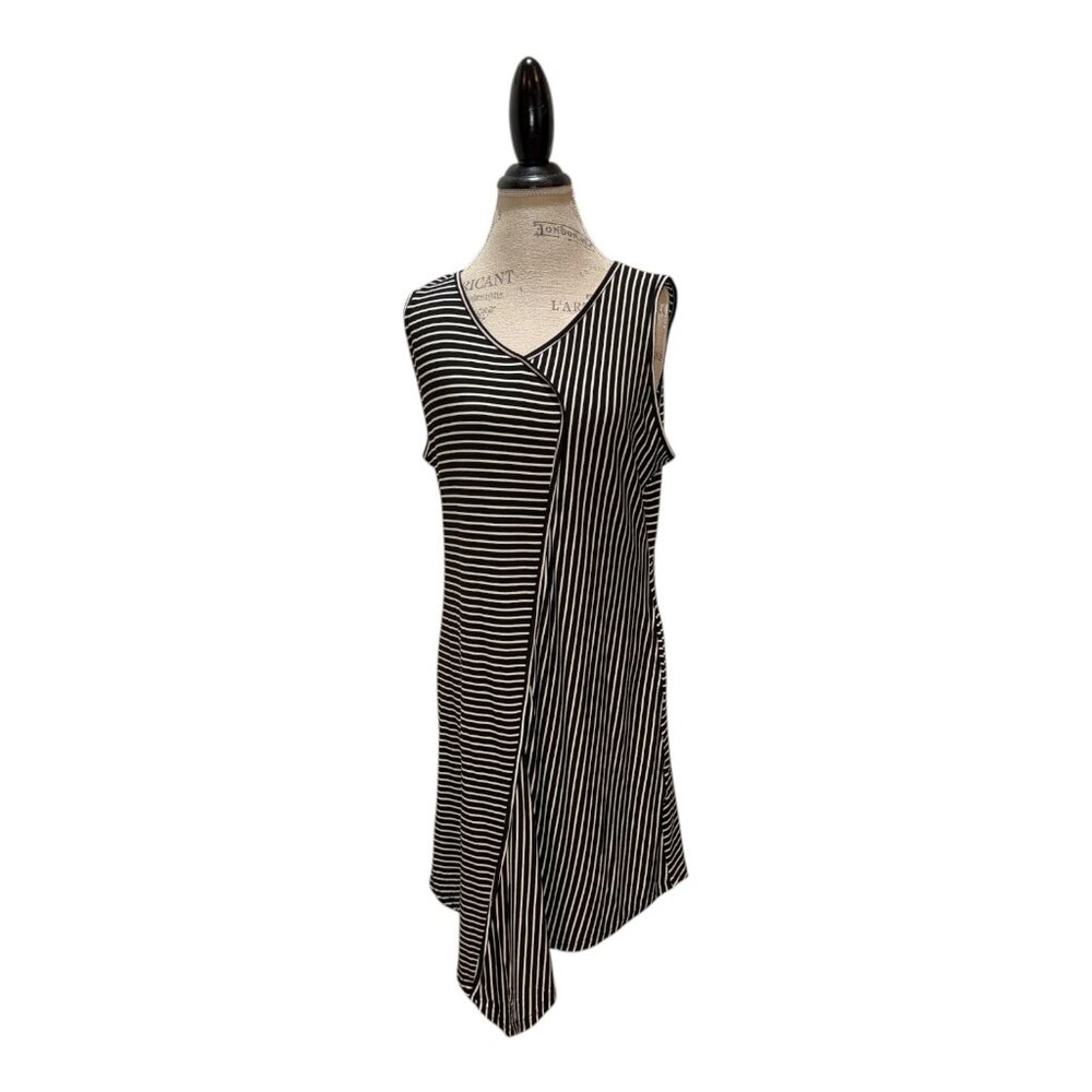 NWT Creation Black/White Stripe Asymmetrical Bamboo Dress w/ Pockets Women's XL
